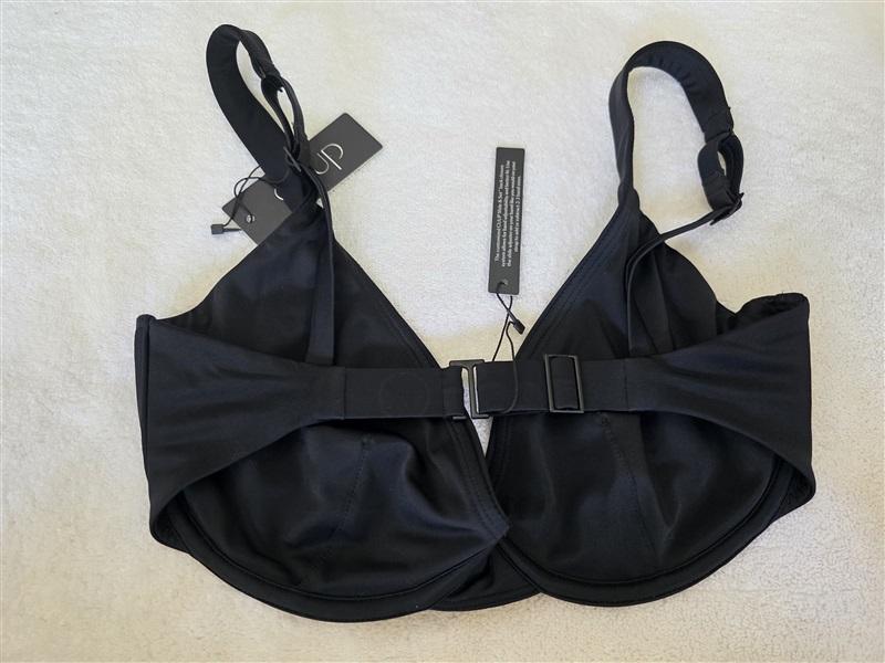 NWOT CUUP 36H 38G Scoop Underwire Black Bikini Swim Top 129496