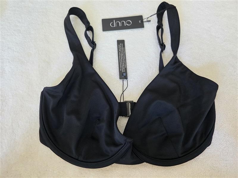 NWOT CUUP 36H 38G Scoop Underwire Black Bikini Swim Top 129496