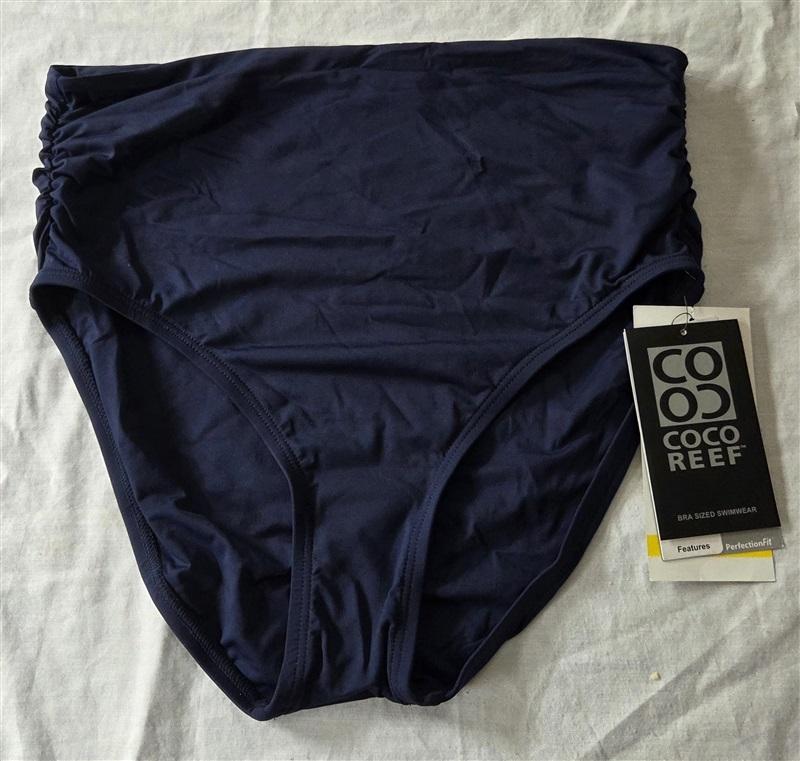 NWT Coco Reef M Rusched Sides High Waist Blue Bikini Swim Bottom 129497