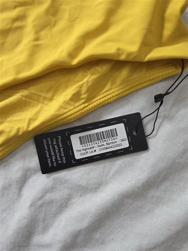 NWT CUUP 3 or M The Highwaist Swim Bottom Bamboo Yellow Hi Rise Bikini 129498