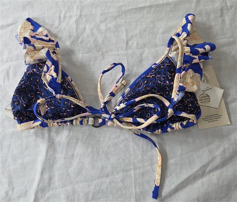 NWT Maaji S Reversible Bikini Top Flutter Swimsuit Blue Pink 129503