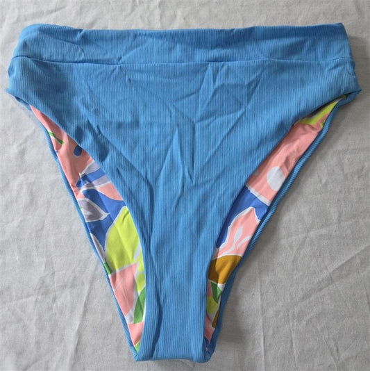 NWOT Maaji L Romantic Reversible Hi Waist Blue Bikini Bottom 129507