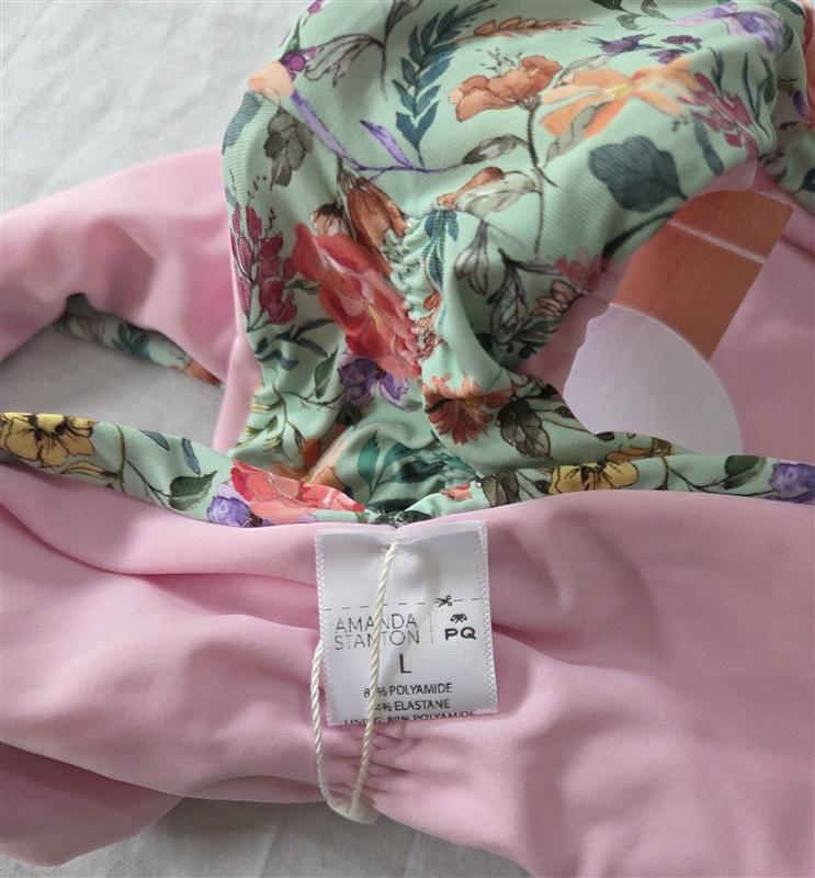 NWT Pilyq L SPO Floral Reversible Basic Teeny Bikini Swim Bottom 129510