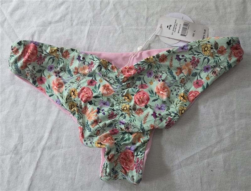 NWT Pilyq L SPO Floral Reversible Basic Teeny Bikini Swim Bottom 129510