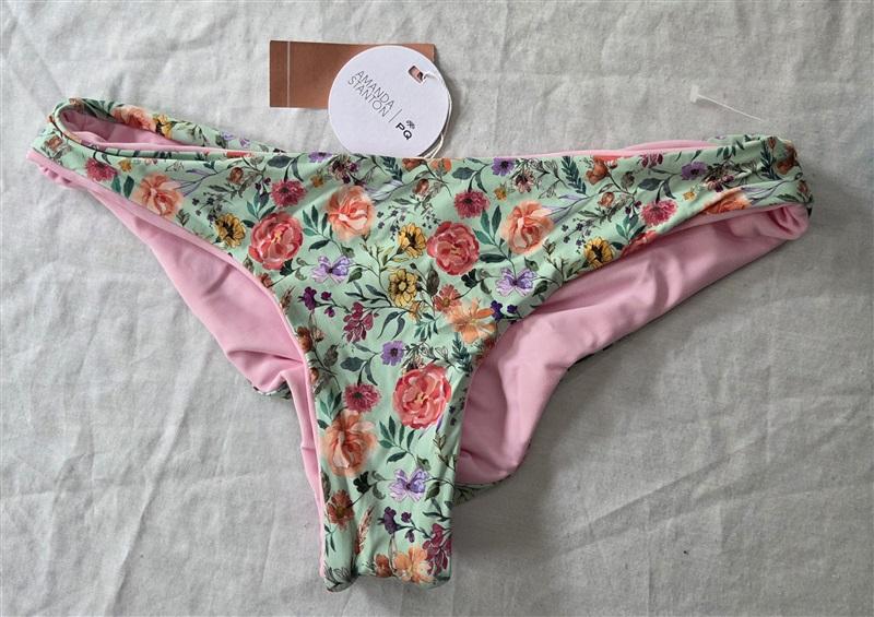 NWT Pilyq L SPO Floral Reversible Basic Teeny Bikini Swim Bottom 129510