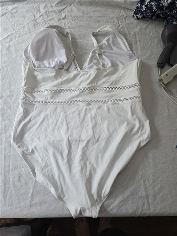 NWOT Swimsuits for All 18 Cut Out White Deep V Swimsuit 129513
