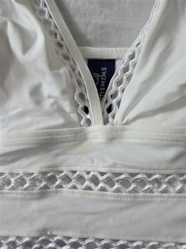 NWOT Swimsuits for All 18 Cut Out White Deep V Swimsuit 129513