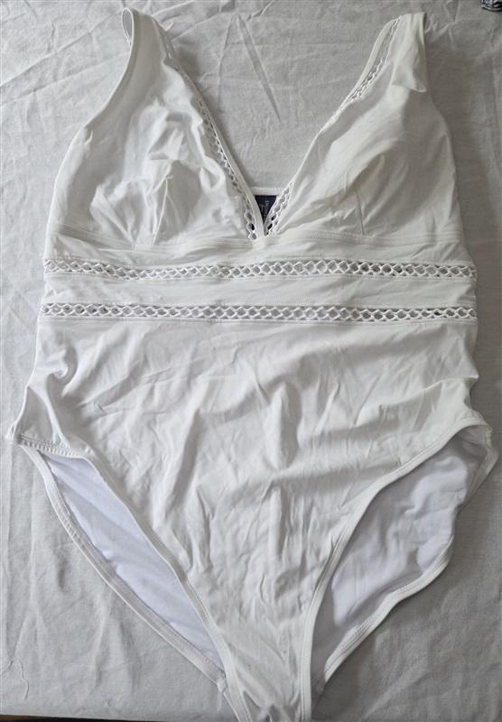 NWOT Swimsuits for All 18 Cut Out White Deep V Swimsuit 129513