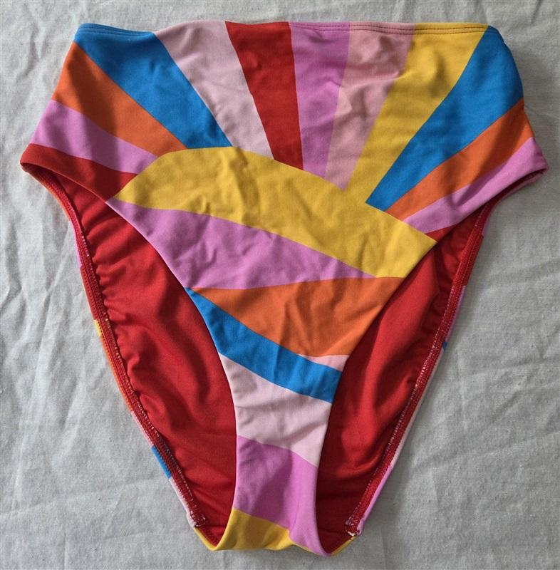 NWOT MuMu XS Palma Highwaist Swim Bottom Rainbow Bikini 129514
