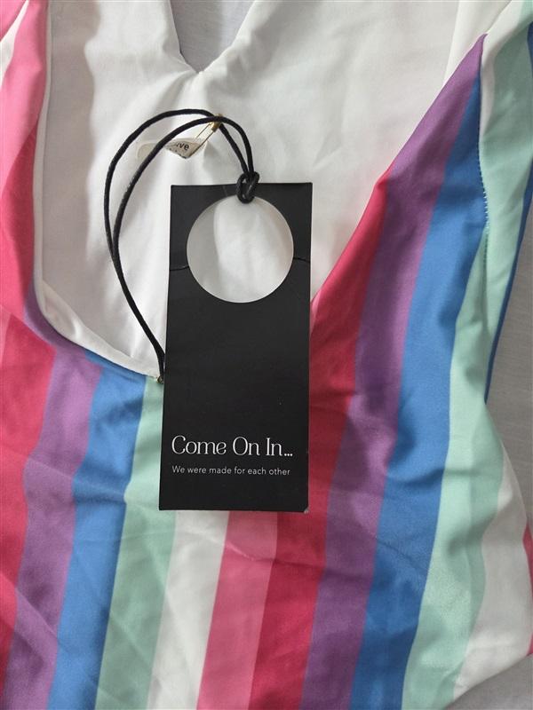 NWT Privacy Please XS Elouise One Piece Rainbow Stripe V Swimsuit 129516