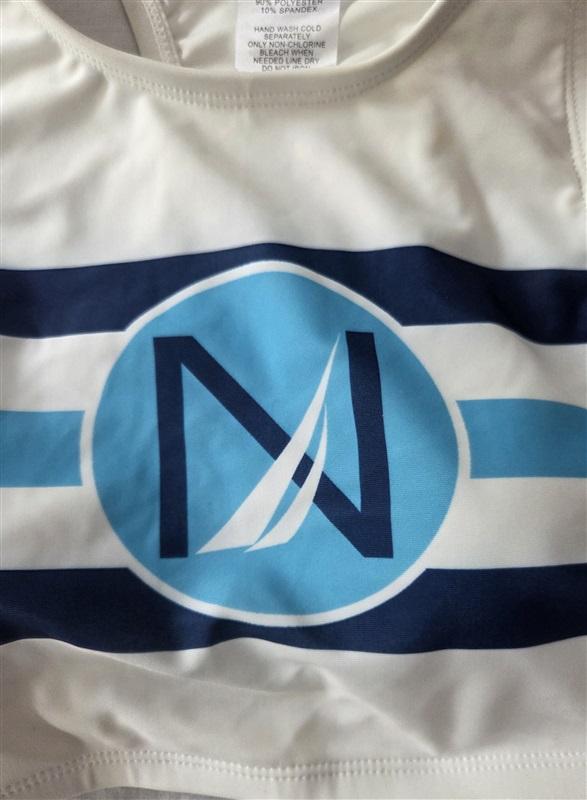 NWT Nautica M High Neck Bikini Logo T Back Swim Top 129519