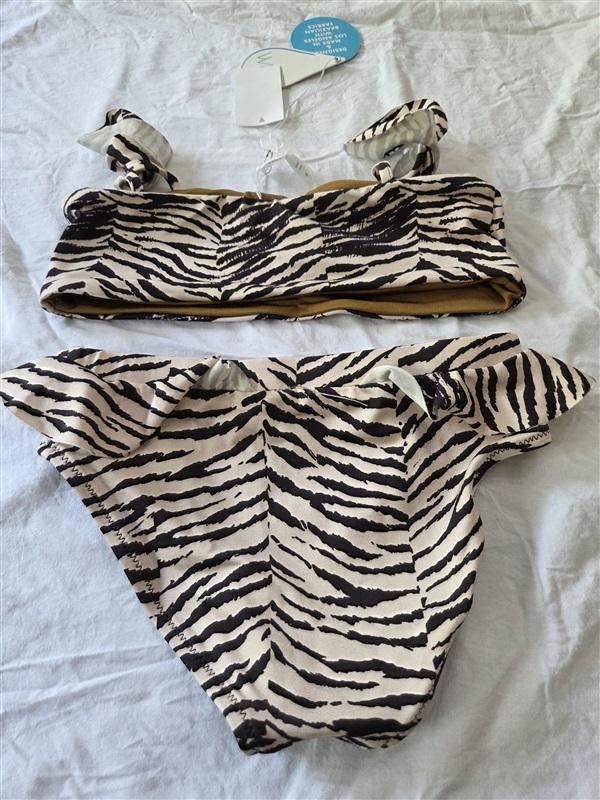 NWT Wet LA Minny Child 8Y Swim Set Bikini Ruffle Zebra 129526
