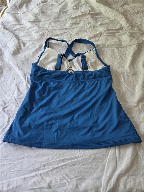 NWT Jantzen MD Twist Front Underwire Tankini Swim Top Blue 129530