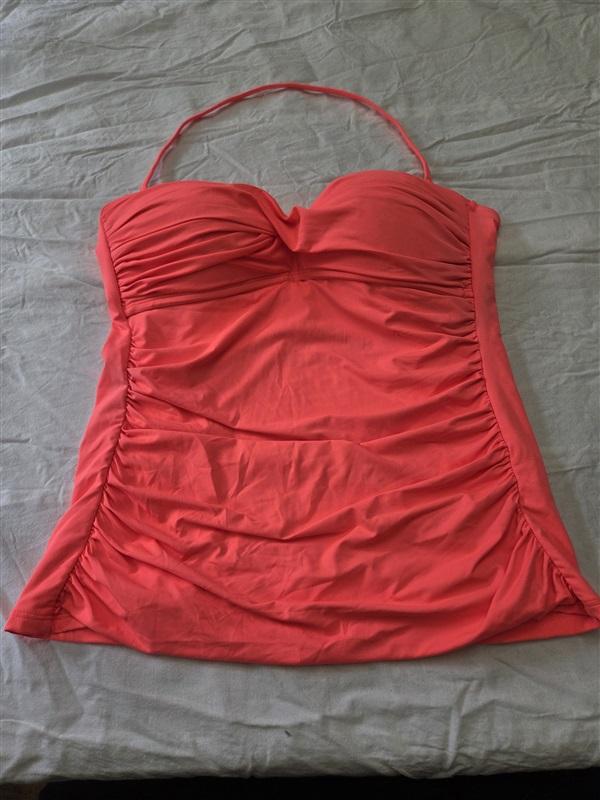 NWOT La Blanca Island Goddess 8 Solid Neon Orange Twist Tankini Swim Top 129550