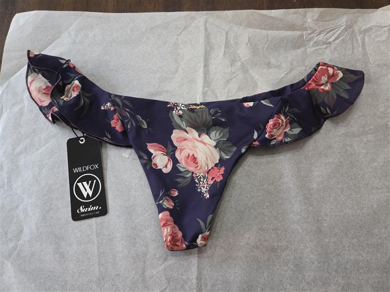 NWT WILDFOX Gypsy Purple Floral Bikini Set M Top Ruffle S Bottom 129552