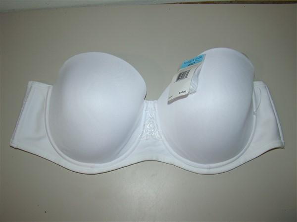 NWOT Vanity Fair 38DD Beauty Back Full Figure Strapless Bra 74380 White 129566