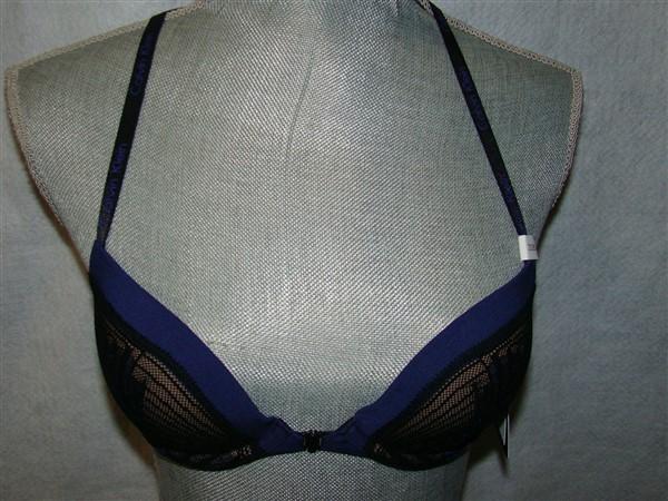 NWT Calvin Klein 32B Dual Tone Special Ed Flirty Push Up Bra QF1344 Blk 129582