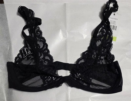 NWT Natori 32B/C Feathers Wireless Convertible Bra 739023 Black 129603