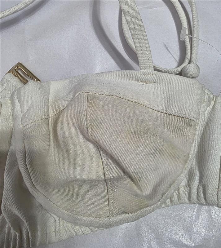 NWOT WILDFOX Small White Denim Underwire Bikini Top 128933
