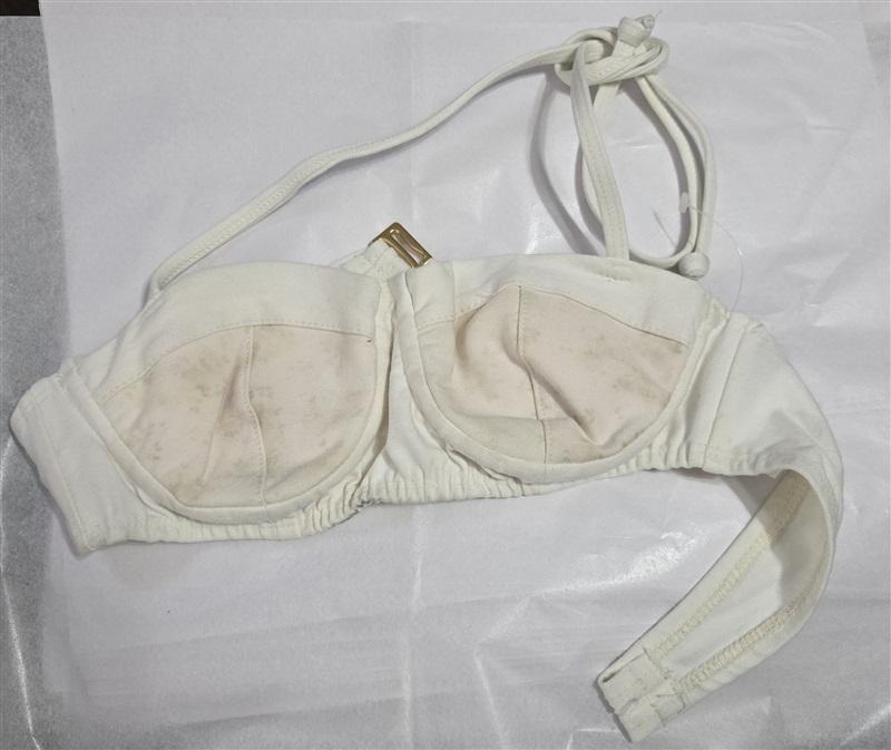 NWOT WILDFOX Small White Denim Underwire Bikini Top 128933
