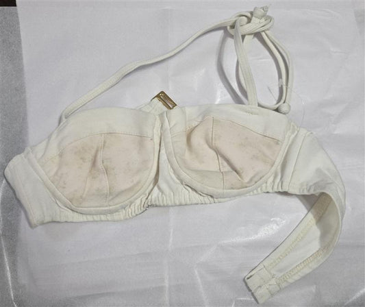 NWOT WILDFOX Small White Denim Underwire Bikini Top 128933