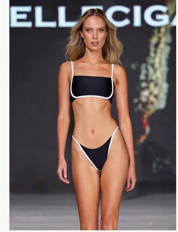 NWT Relleciga 2X Black White Bikini Set Top & Bikini Swim Bottom 129606