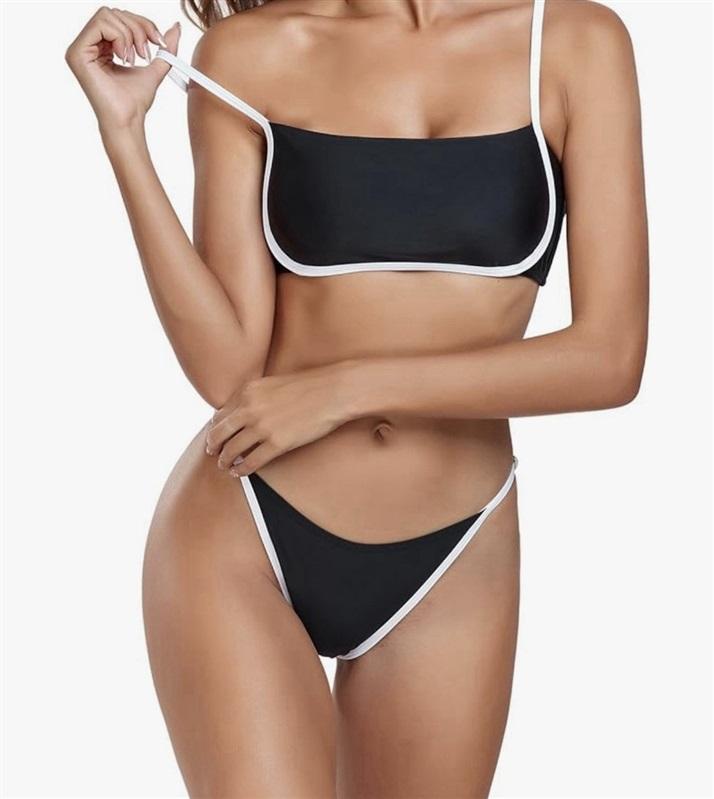 NWT Relleciga 2X Black White Bikini Set Top & Bikini Swim Bottom 129606