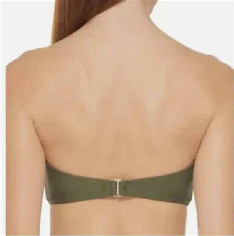 NWT DKNY L Color Block Bikini Swim Top Green Pink White 129614