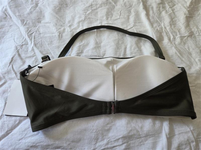 NWT DKNY L Color Block Bikini Swim Top Green Pink White 129614