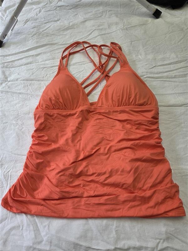 NWT La Blanca SZ 12 Island Goddess Orange Tankini Swim Top 129624