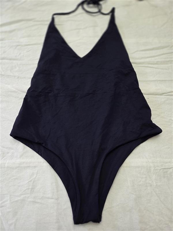 NWT Tavik + Medium Chase Deep V-Neck 1PC Swimsuit Evening Blue 129626
