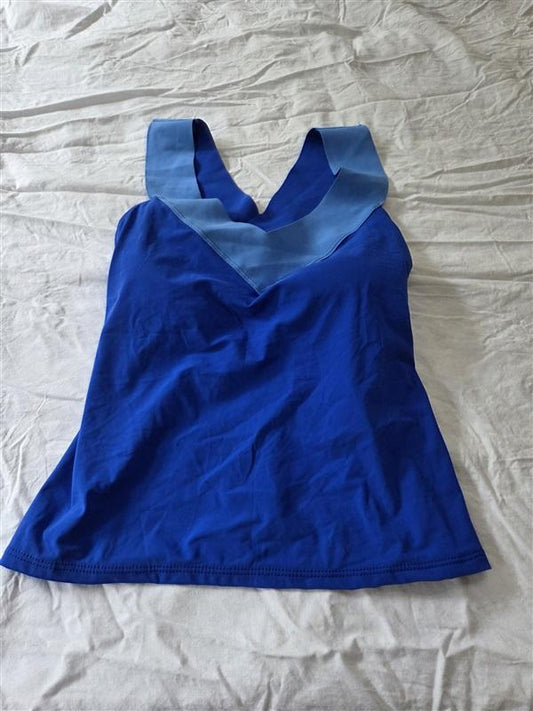 NWT La Blanca 8 Wide Strap Blue Tankini Swim Top 129636