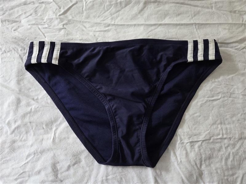NWOT Adidas S Three Stripe Solid Bikini Hipster Bottom Navy Blue 129637