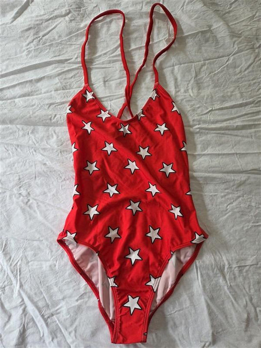 NWT Wildfox XS Red White Stars One Piece Swimsuit 129640