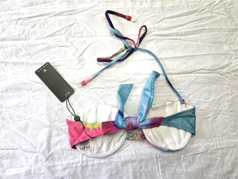 NWT WILDFOX XS Shell Cup Rainbow Pink Underwire Bikini Top 129645