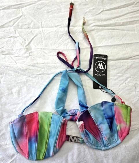 NWT WILDFOX XS Shell Cup Rainbow Pink Underwire Bikini Top 129645