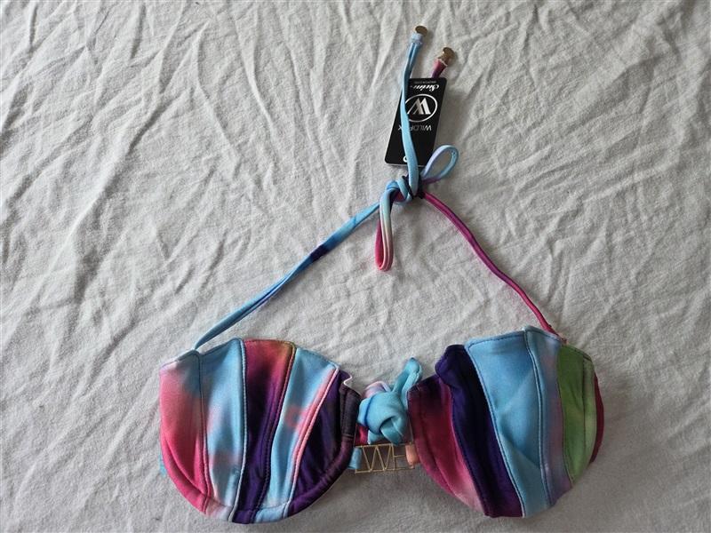 NWT WILDFOX XS Shell Cup Rainbow Pink Underwire Bikini Top 129645