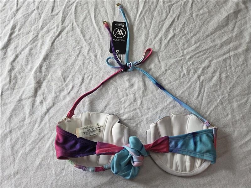 NWT WILDFOX XS Shell Cup Rainbow Pink Underwire Bikini Top 129645