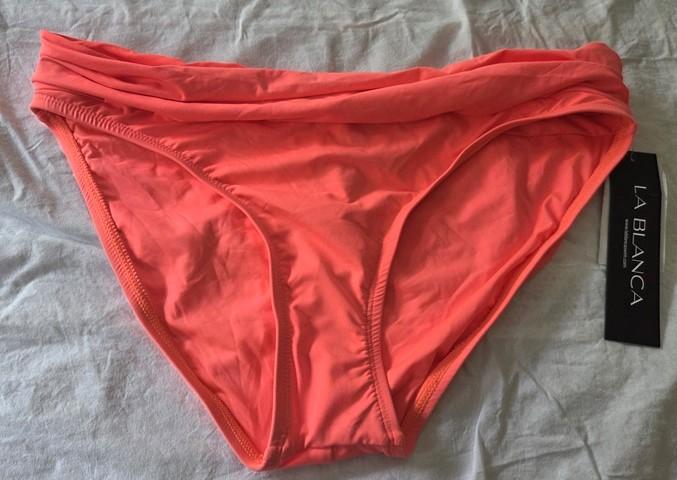 NWT La Blanca Island Goddess 8 Shirred Hipster Bikini Swim Bottoms Orange 129653