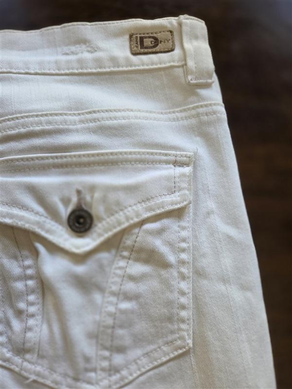 NWOTD DKNY 10 Flap Pocket Large Cuff Distressed Ivory Jeans 129656