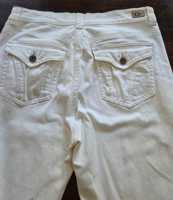 NWOTD DKNY 10 Flap Pocket Large Cuff Distressed Ivory Jeans 129656