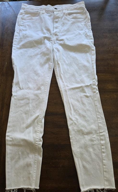 NWOT Re/Done 30 High Rise Ankle Crop Slim Skinny White Button Fly Jeans 129658