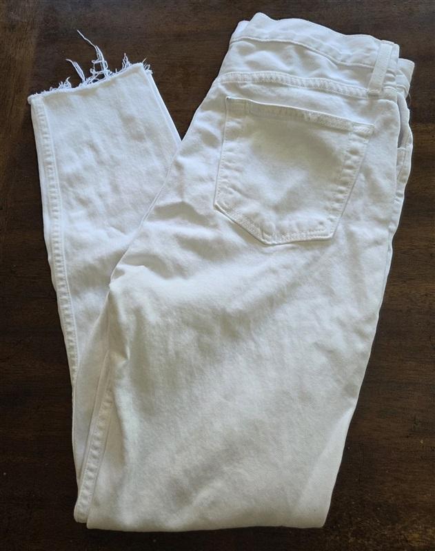 NWOT Re/Done 30 High Rise Ankle Crop Slim Skinny White Button Fly Jeans 129658