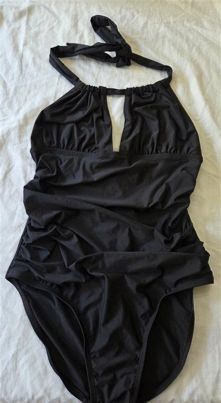 NWOTD PilyQ S 1PC Deep V Keyhole Hi Neck Swimsuit Black 129660