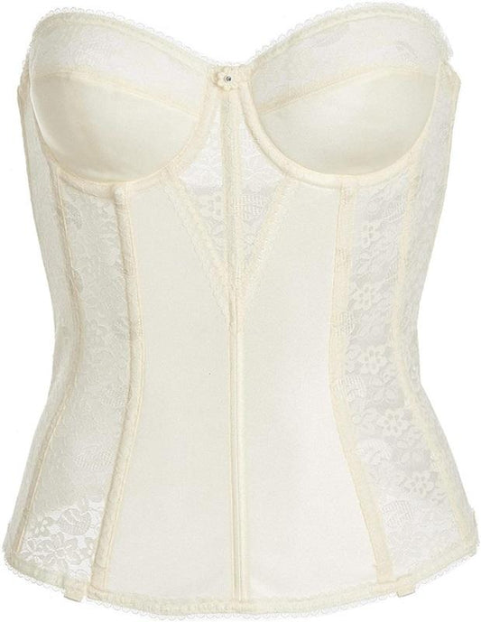 NWT DOMINIQUE 34DD Colette Lace Corset Bridal Longline Bra 8949 White 129663