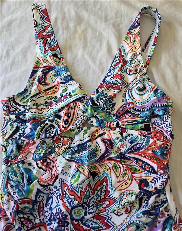 NWOT Chaps Ralph Lauren 8 Cabana Keyhole Paisley 1pc Swimsuit 129666
