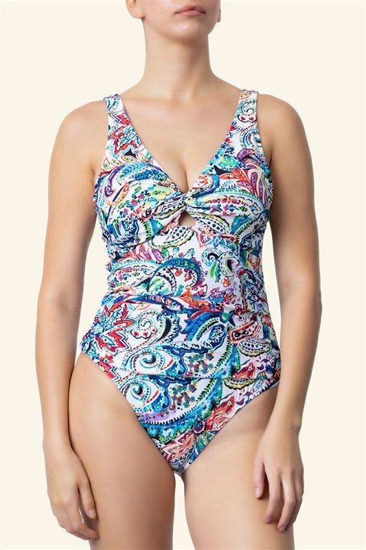 NWOT Chaps Ralph Lauren 8 Cabana Keyhole Paisley 1pc Swimsuit 129666