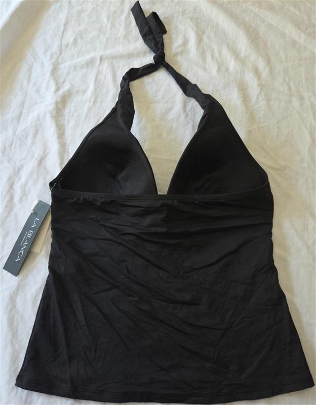 NWT La Blanca 10 Spectrum Stripe Tankini Swim Top Black 129670