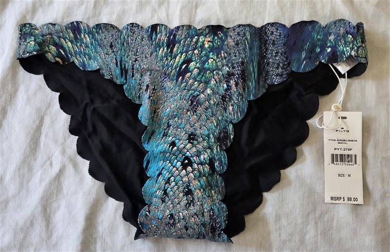 NWT Pilyq M Python Reversible Seamless Wave Teeny Bikini Bottom 129671