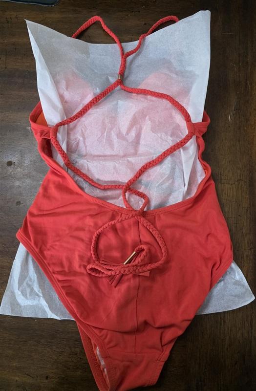 NWT Robin Piccone Ava S Open Petal Cut Out 1pc Red Swimsuit 129679